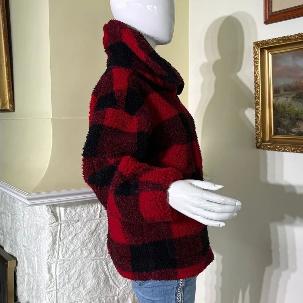 Roots Buffalo Plaid Sherpa Jacket – Red & Black – Size M - Picture 7 of 17